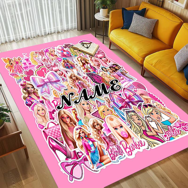 Custom Name Princess Unicorn Living Room Non-Slip Area Rug Soft Carpet for Bedroom Kids Playroom Sofa Office Home Decor Doormat