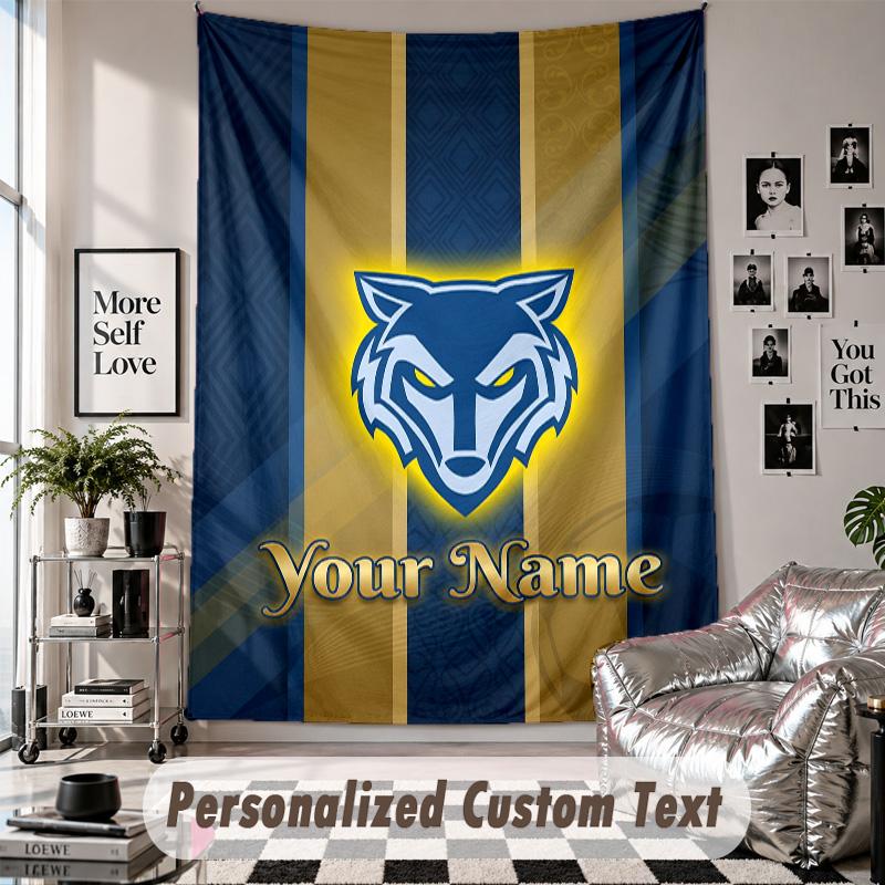 Nástěnná tapisérie s vlastním jménem a textem, Dekorativní tapisérie Warrington Wolves pro ložnici