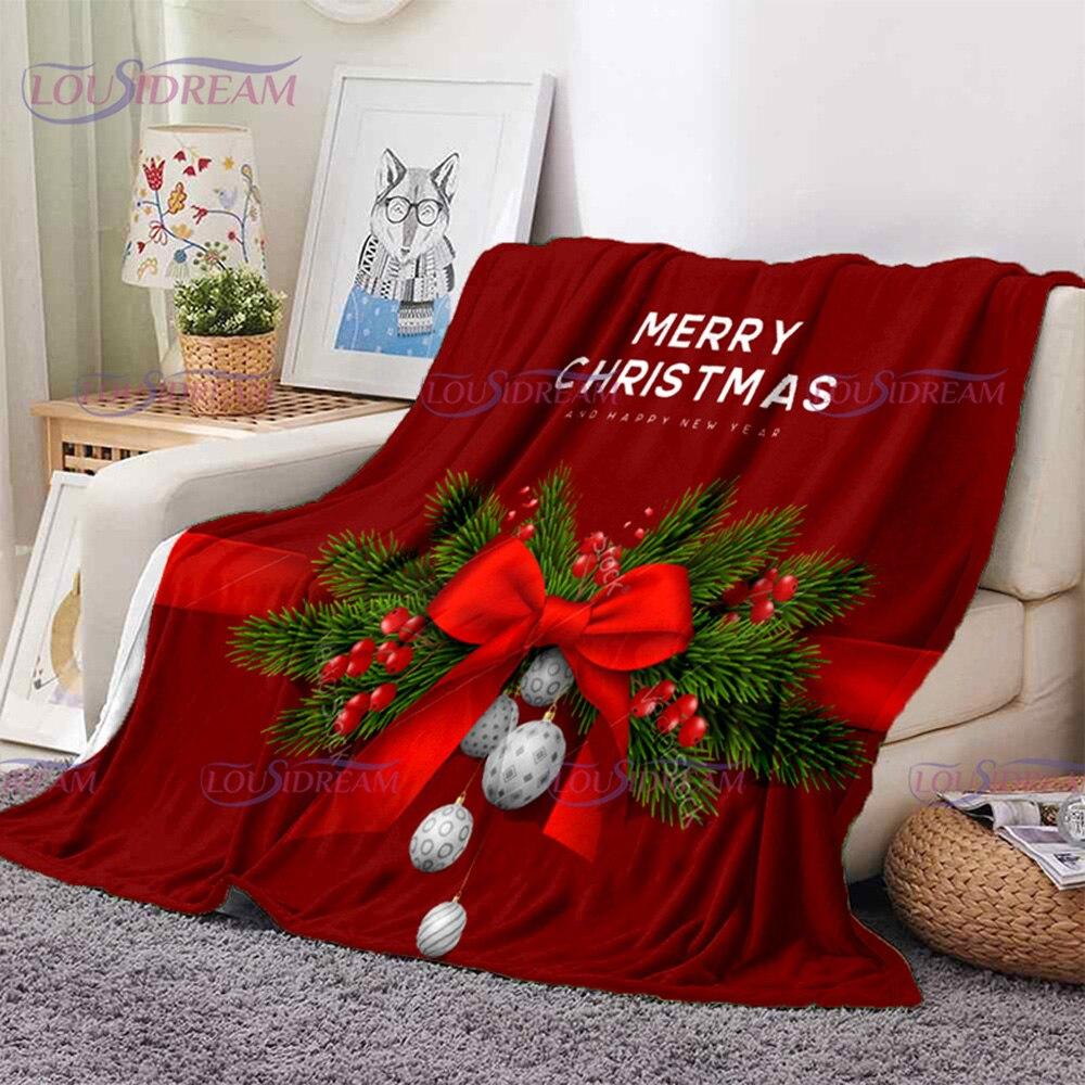 Merry Christmas Santa Claus Blanket Soft Flannel Throw Blanket for Home Bedroom Sofa Travel Office Snowflake Rest Cover Blanket