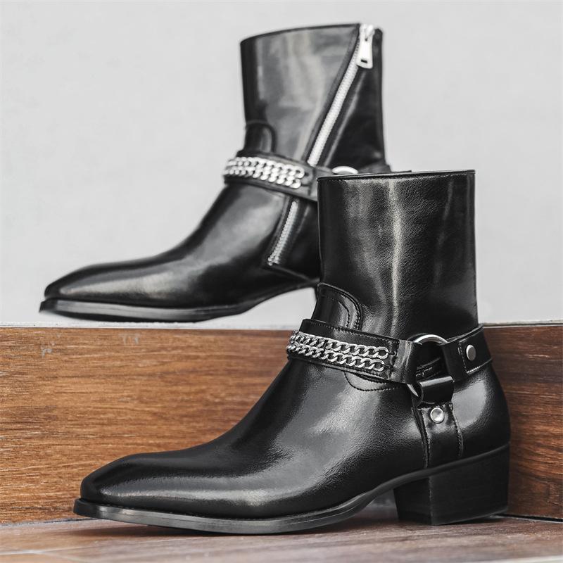 

Американские ботинки Martin мужские высокие ботинки Chelsea на молнии короткие локомотивные британские остроносые повседневные мужские ботинки 66649-J 38 чёрный