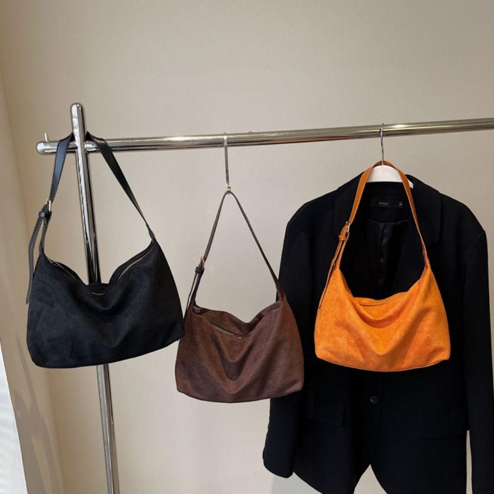 Solid Color Suede Shoulder Bag Handbag Ladies Tote Bag Cute Hobo Bag Holiday