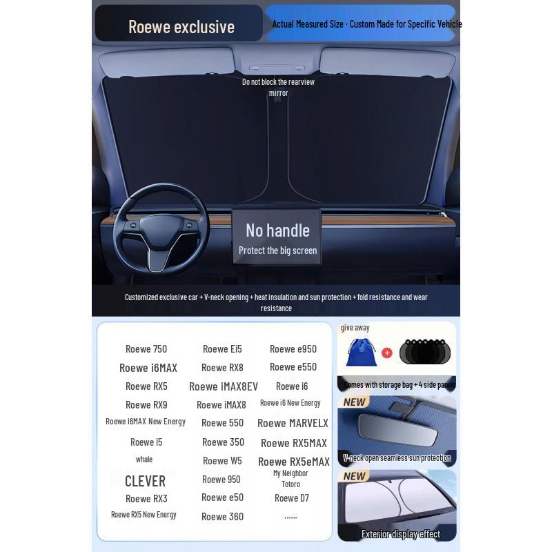Car Sun Visor Sunshade for Small Windows - Heat Insulation Curtain for Interior Windshield