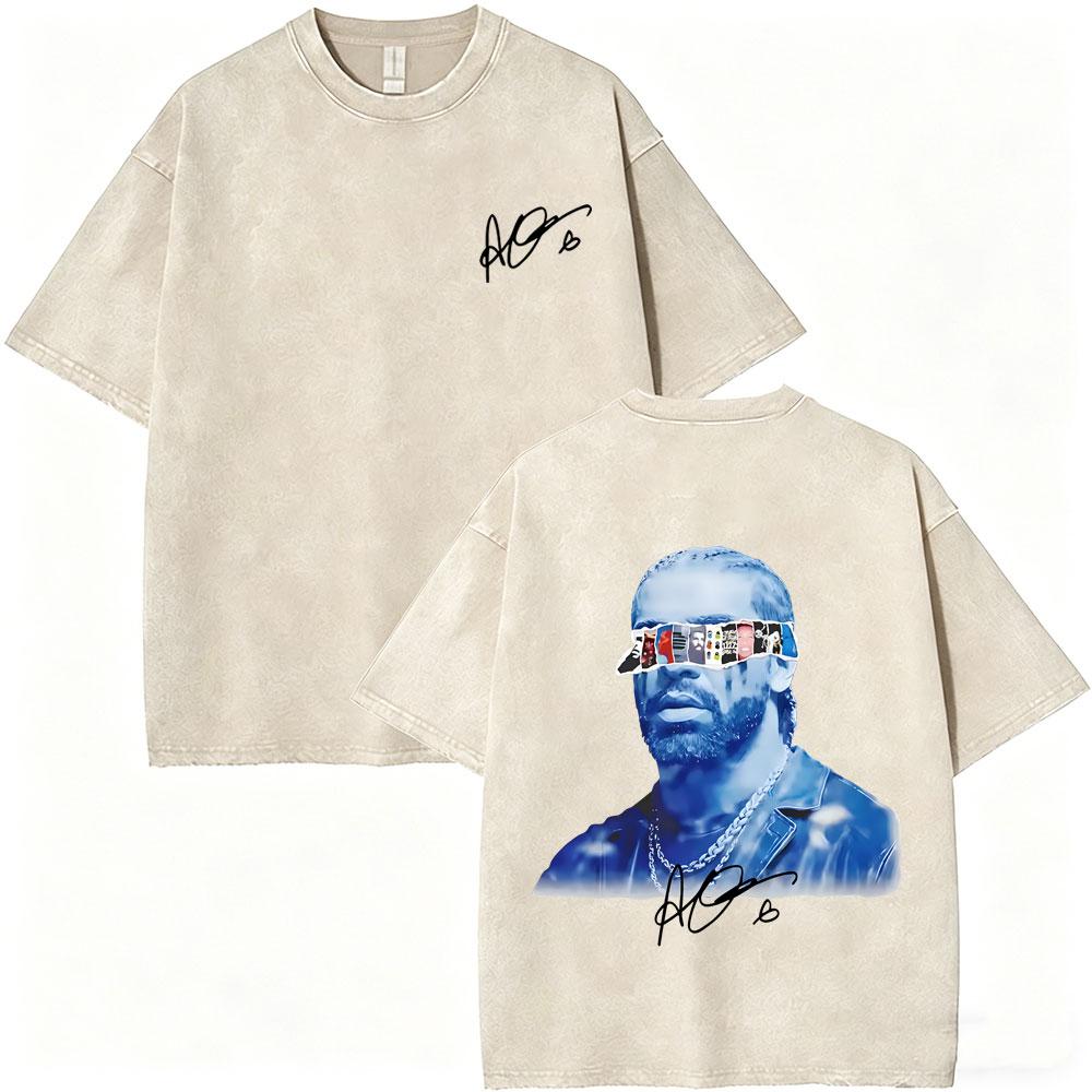 Gewaschenes Vintage Rapper Drake ICEMAN Freeze The World 2026 T-Shirt Herren Damen Mode Hip Hop Übergroße T-Shirts Herren Streetwear
