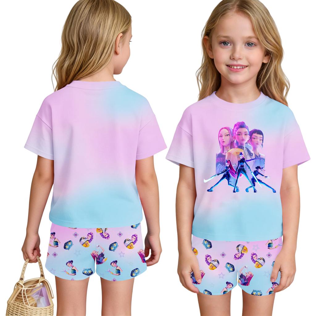 Children's Casual Short Sleeve And Shorts Letter Print Set