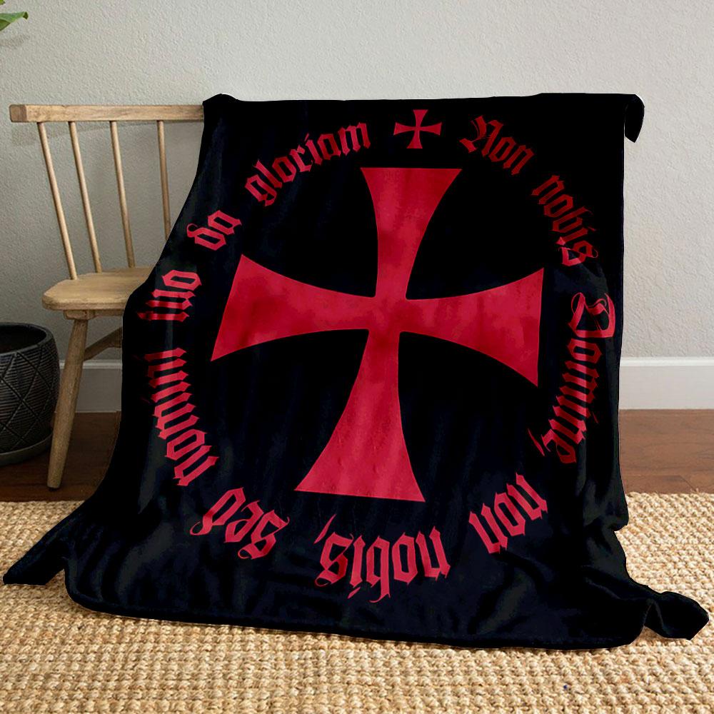 

Medieval Knight Themed Throw Blanket Crusader Cross, Medieval Style,Blanket for Living Room Bed Couch lunch breakBlanket for Friend s festival Gift 80cm x 120cm