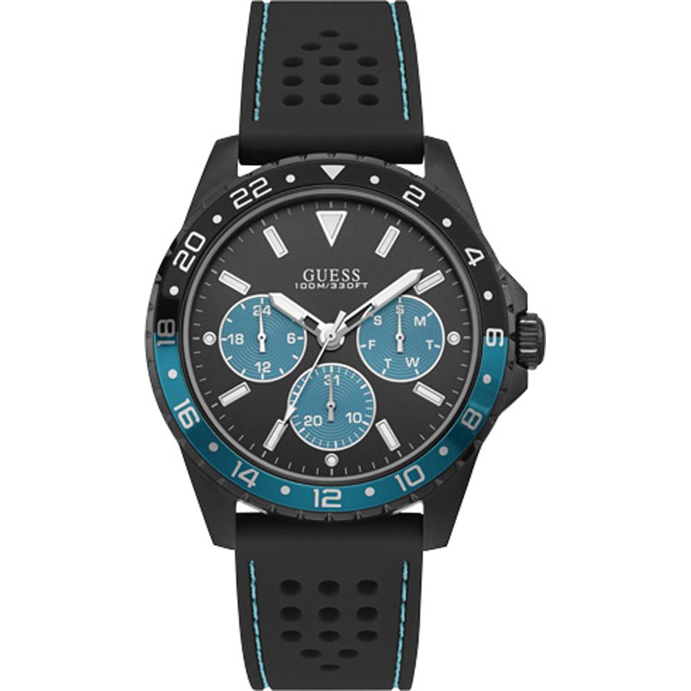 GUESS Odyssey Black Stainless Steel, Silicone Men s Quartz W1108G5 чёрный