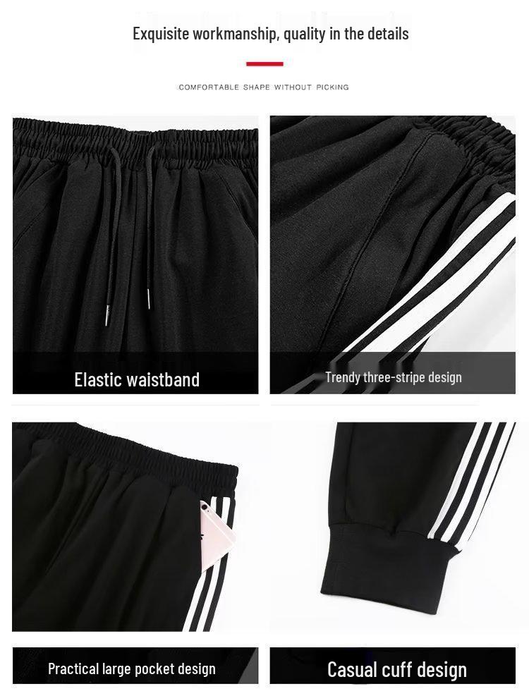 Pantaloni de jogging de iarnă pentru bărbați: Pantaloni sport casual cu trei dungi, largi, cu picior drept