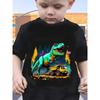 European Sizes Kawaii Dinosaur T-Shirt for Boys, Cartoon Fun O-Neck Short Sleeve Top, Summer Daily Fashion Trendy Item, Affordable Children's Clothing
