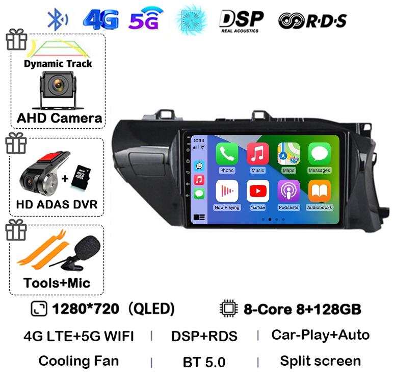 Android 14 Carplay Auto WIFI Car Radio For Toyota HILUX REVO VIGO IMV 2016  2017 2018 2019 2020 RHD GPS Multimedia Player Stereo