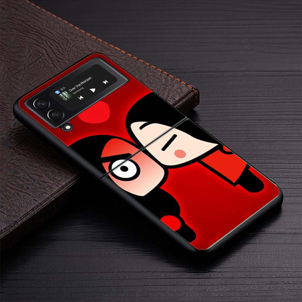 Cute Cartoon Pucca Garu Zflip4 Zflip5 Phone Case For Samsung Z Flip3 Flip4 Flip5 5G zFlip 4 5 Cover Cellphone Shell Caso Fundas