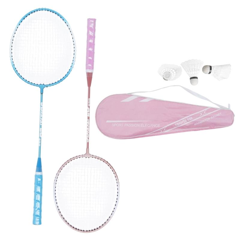 1Pair Shuttlecocks Racquet Light Weight Badminton Racket Set Professional Double Badminton Racquet for 2 Players Playing