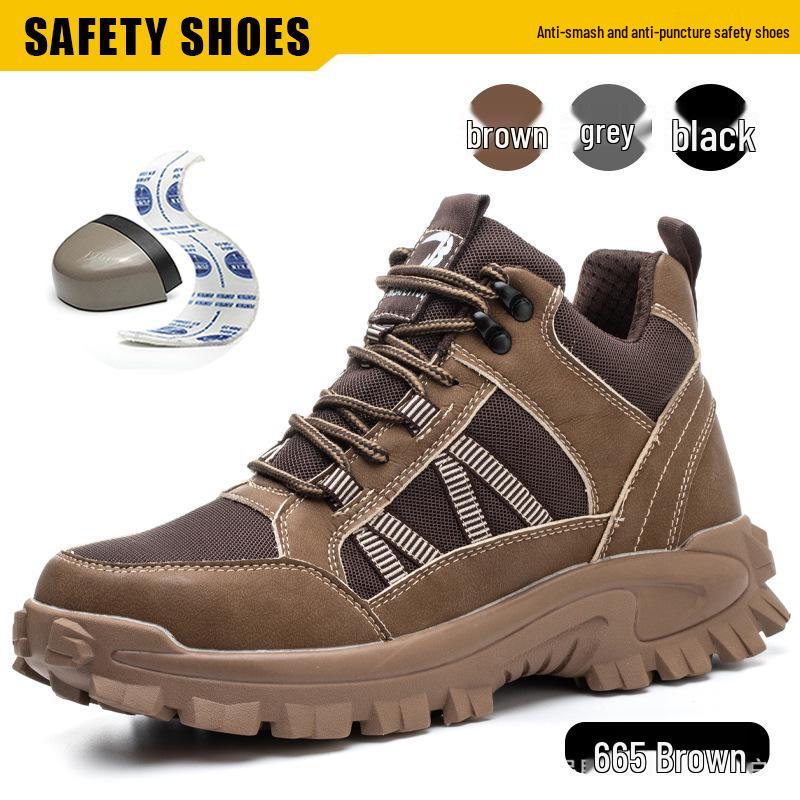 Men's Steel Toe High-Top Work Boots: Ankle Support, Anti-Smash, Anti-Puncture, Wear-Resistant, Comfortable