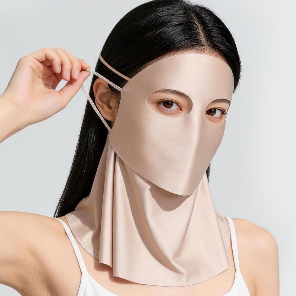 Solid Color Sunscreen Mask Sun Protection Neck Wrap Breathable Ice Silk Face Veil Female