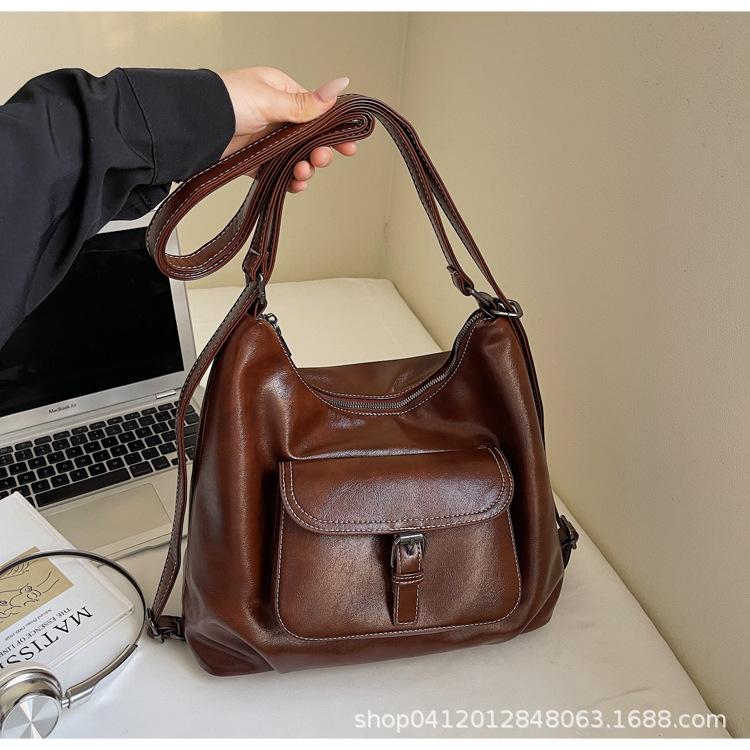 Retro shoulder tote bag large capacity bag women's 2025 new fashion multi-purpose casual commuter backpack