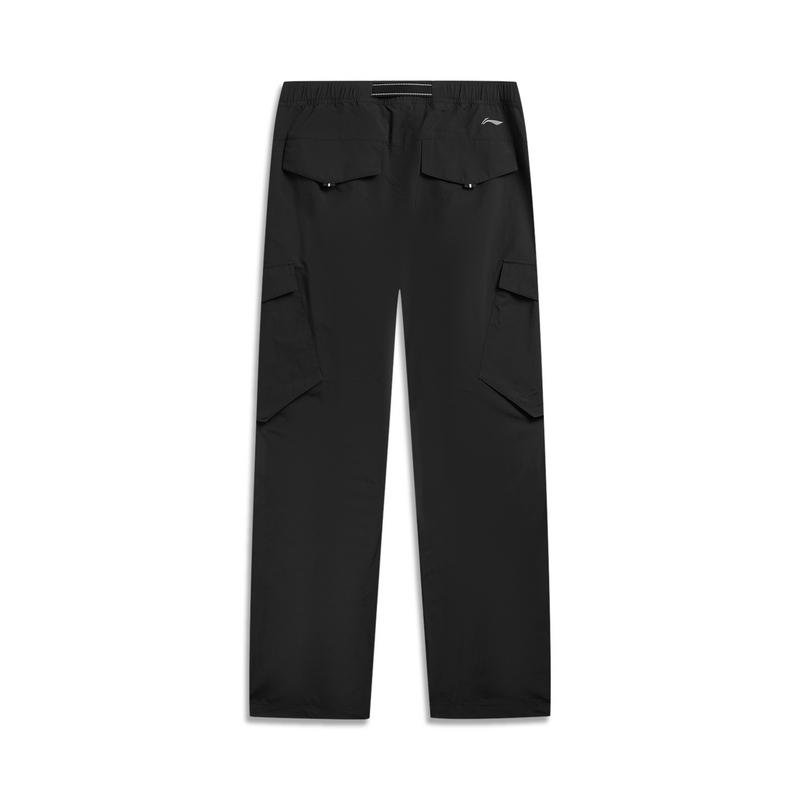 Li Ning Outdoor CF Reflective Ice Feel Comfortable Water Resistant Straight Leg Cargo Pants Men Pants Black AYKW601-3