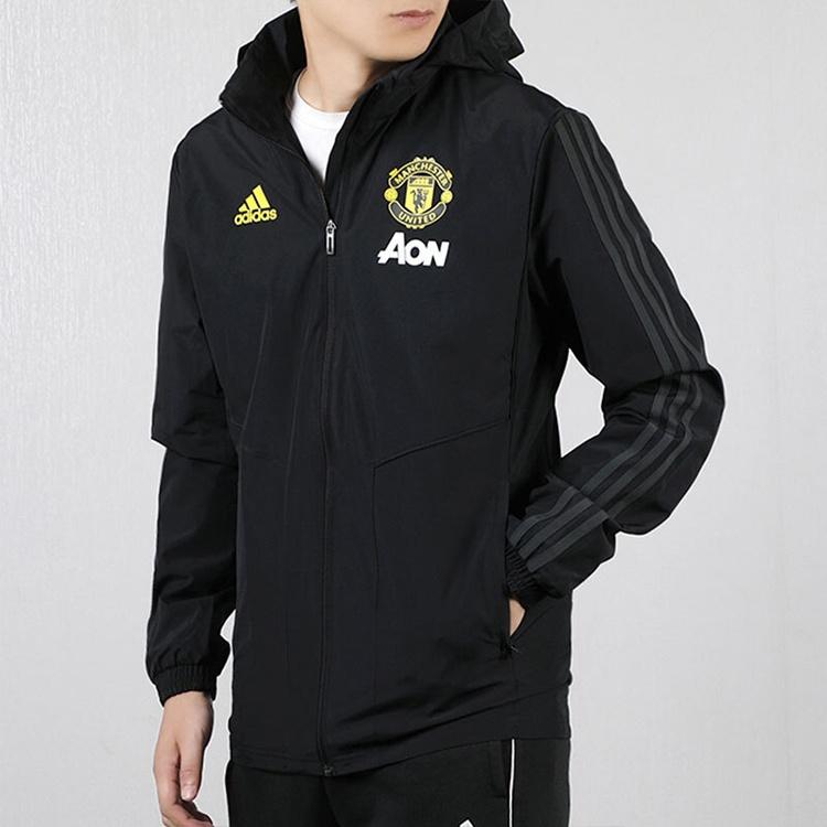 Adidas Manchester United Jackets Men's Black Stand Collar Moderate Other EB6515