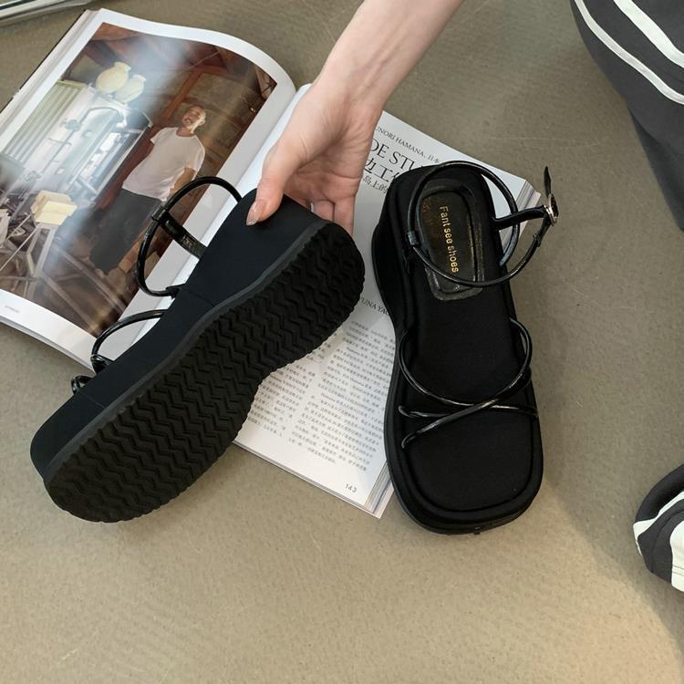 

Европейская станция 2025 лето новые сандалии на платформе с ремешком на танкетке, женские, для увеличения роста, серебристые римские туфли 39