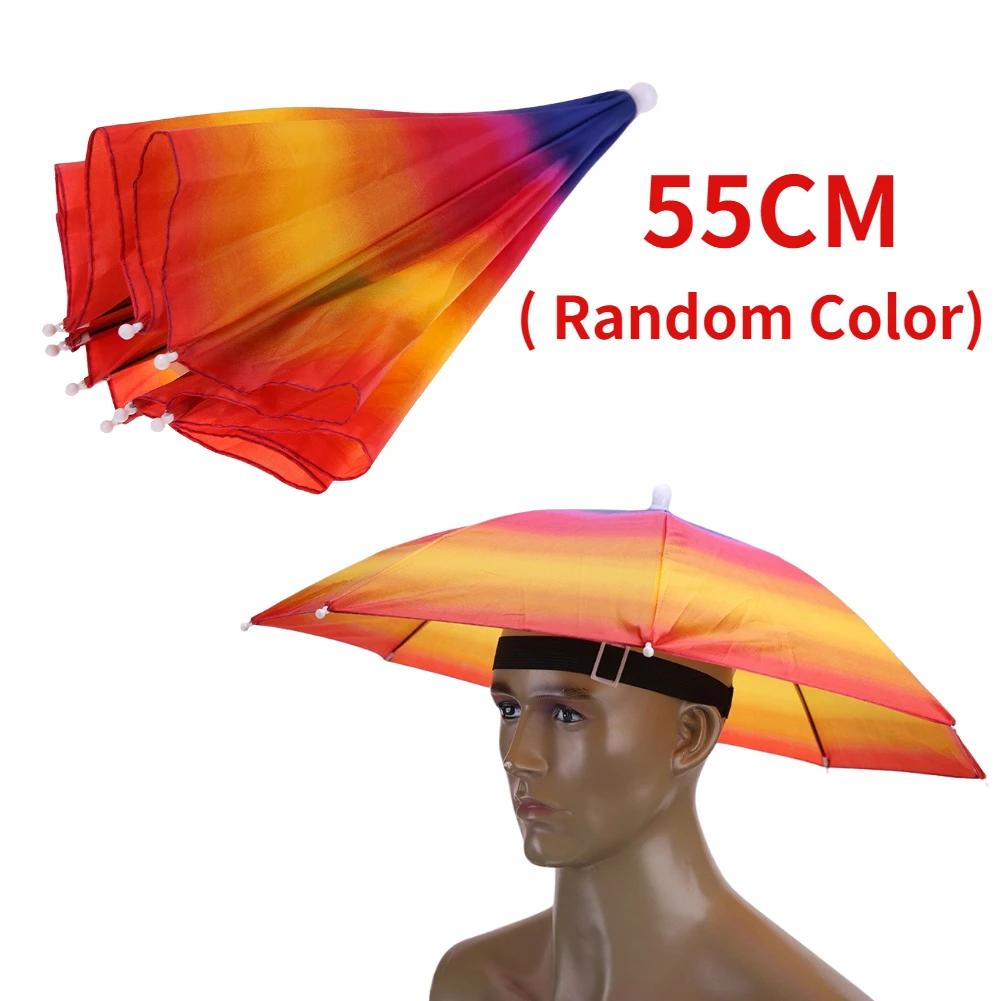 Outdoor Foldable Head Umbrella Hat Anti-Rain Anti-Sun Head-Mounted Headwear Sun Cap for Fishing Golf Cycling Hiking Camping
