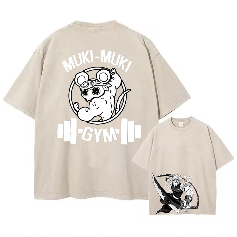 Unisex Anime Acid Washed Tshirts 100% Cotton Retro Harajuku Style Printed Wash Tshirts Oversize Sports And Leisure Hip Hop
