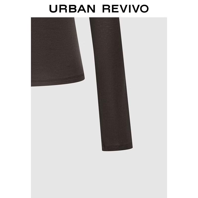 UR 2026 Spring Lace Splice Cowl Neck Pleated Slim Fit T-shirt