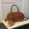 Ins PU Leather Suede Bowling Bag Handbag Korean Style Small Square Bag Large Capacity Solid Color Shoulder Bag Streetwear
