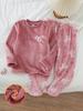2-teiliges Set für Mädchen, Rosa, bestickte Schleife, Langarm-Oberteil und Hose mit Schleifenmuster, Winter-Flanell-Pyjama-Set, Fee-Feiertags-Nachtwäsche für Kinder