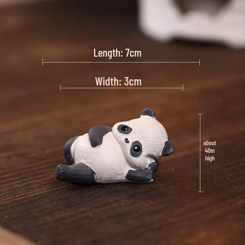 Cute Panda Yixing Purple Clay Tea Pet Ornament - Adorable Tea Table Decoration