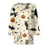 Women's Halloween Print 3/4 Sleeve Loose Fit Casual T-Shirt Round Neck Comfortable Top for Everyday Wear
