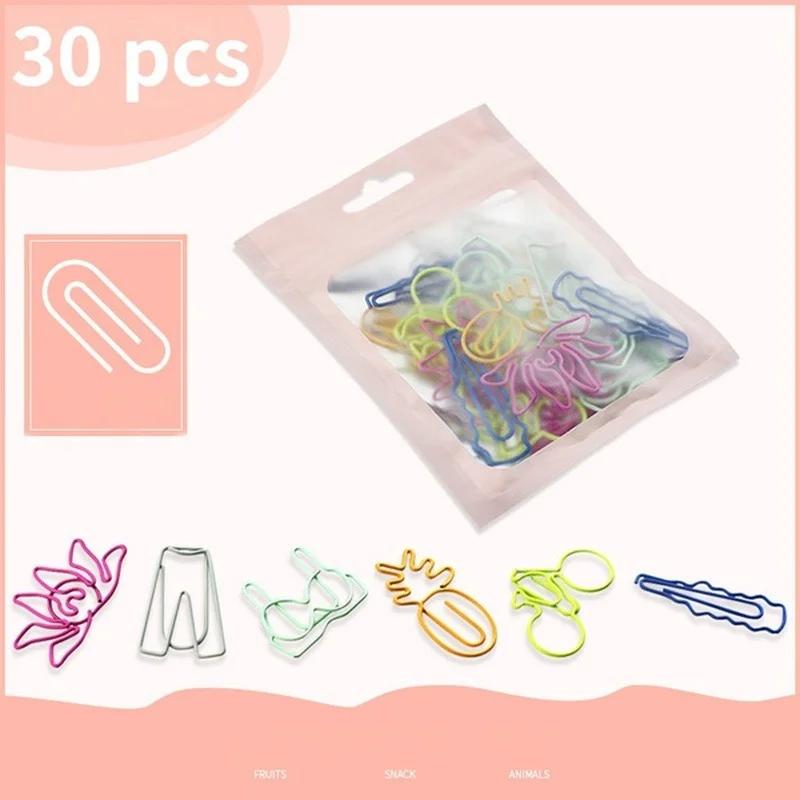 30Pcs/bag Colorful Creative Office Supplies Decorative Bookmarks Memo Bookmark Paper Clips Paperclip Bookmarks (Random Styles)
