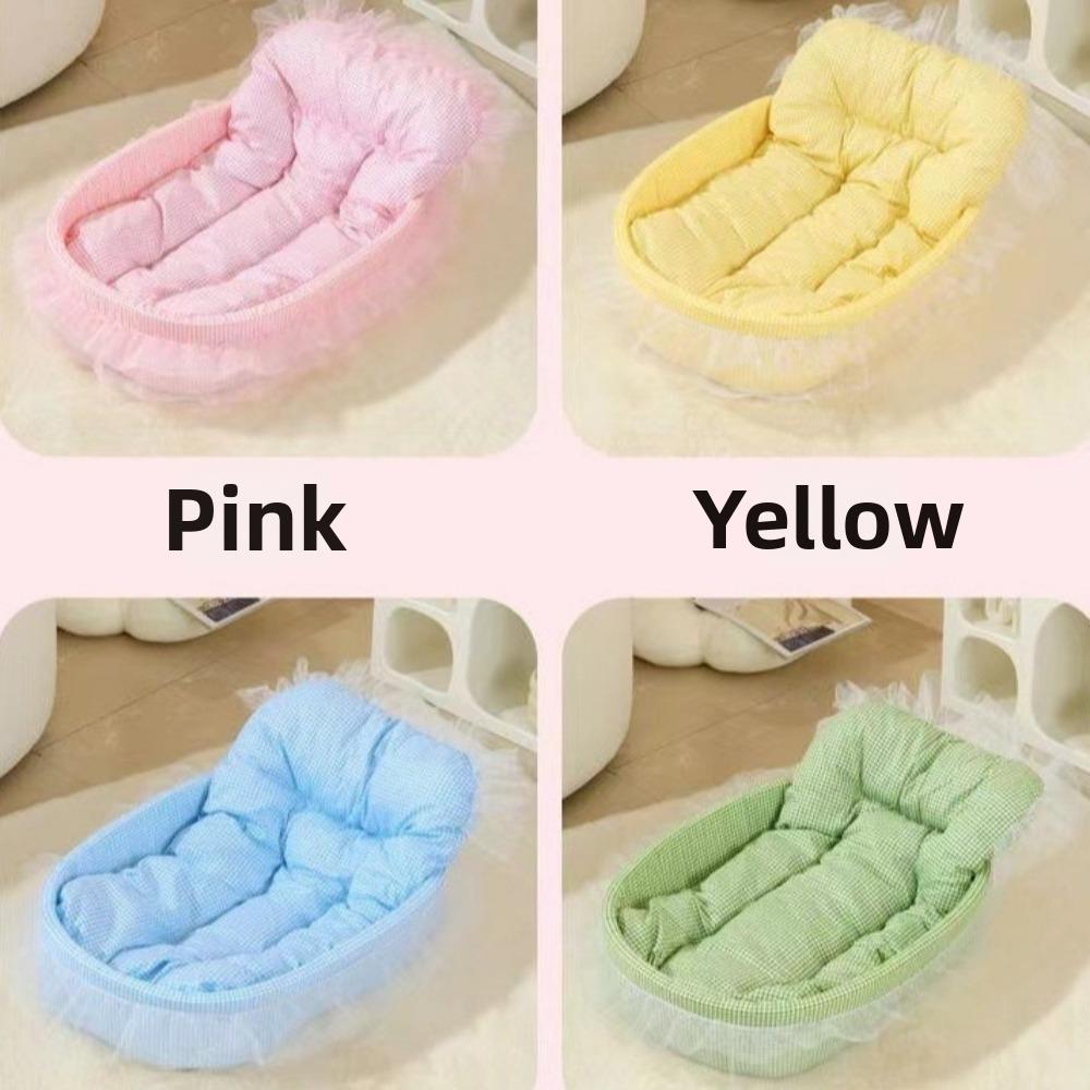 Lace-Trimmed Cat Nest Bed Removable Dog Bed Sweet Pet Princess Sofa Winter