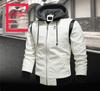 2021 Men's Fashion Hooded Embroidered Leather Motorcycle Jacket, Autumn/Winter Outerwear