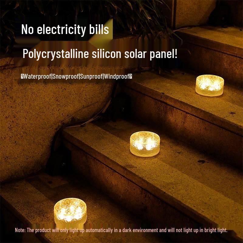 Waterproof Solar Outdoor Villa Courtyard Lamp: Ice Brick Design for Gardens and Balconies