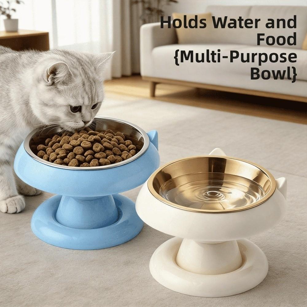 Large Capacity Elevated Cat Bowl Anti-Choking Neck Protection Bowl Cat Food Container Home Use