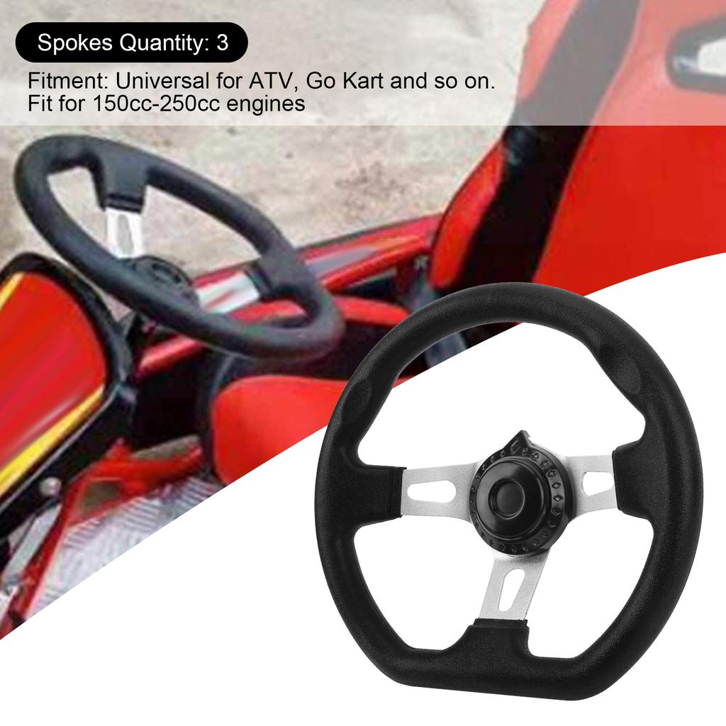 Kart Racing Steering Wheel Off‑Road Kart Steering Wheel 270mm 3 Spokes Modification Universal for 150cc‑250cc Engines