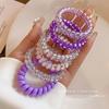 6Pcs Candy Color Hair Rope Girl Summer Telephone Wire Elastic Hair Band Frosted Spiral Cord Rubber Hair Tie Stretch Headband