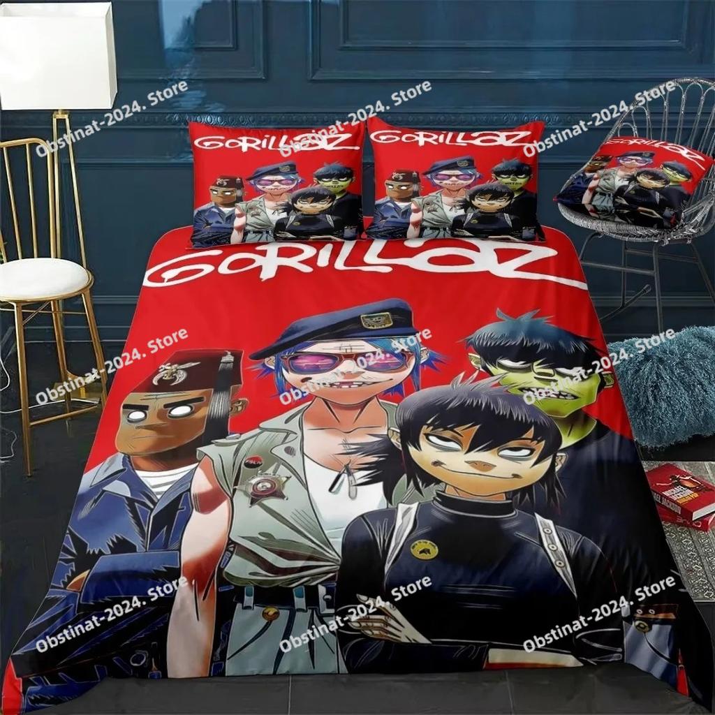 3D Printed Anime Duvet Covers Music Band Gorillaz Bedding Set Bedroom Comforter Single Twin King Size