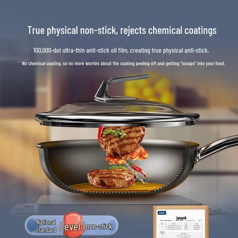 Three-headed Eagle 30cm Titanium Non-stick Wok with Visible Lid