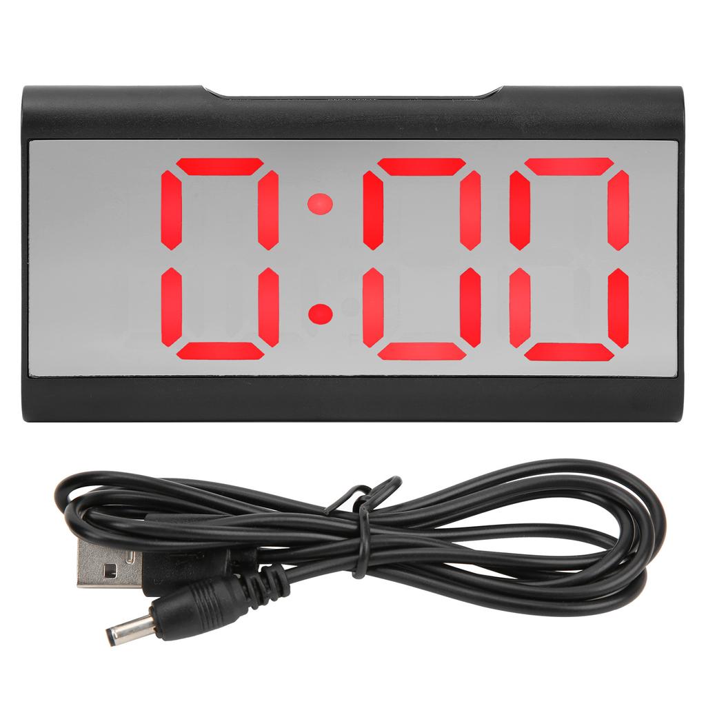 Alarm Clock LED Digital Display Mirror USB Charging Desktop Clock for Bedroom Home Office School