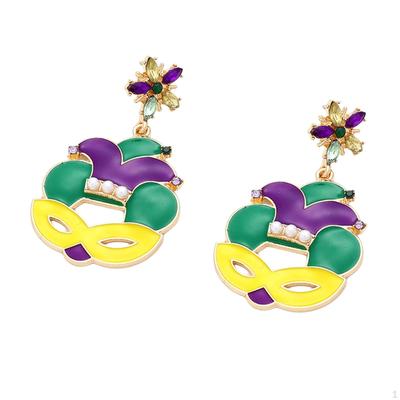 Ohrringe zum St. Patrick's Day, Hängeohrringe Strasssteine baumelnd Mardi Gras