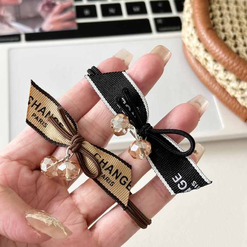 3/5Pcs Temperament Elegant French Camellia Pearl Large Intestine Tie Head Rope Rubber Band Accessories  Hair Ties