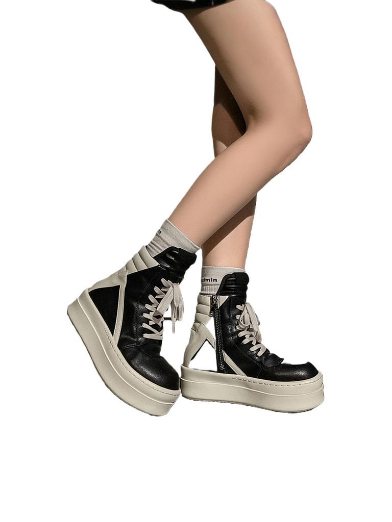 Height-Boost 10cm Unisex High-Top Sneakers with Inverted Triangle Design