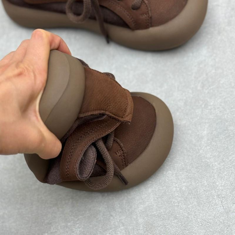 Johnature Retro Genuine Leather Lace Up Women's Shoes Casual Round Toe Cowhide Flats