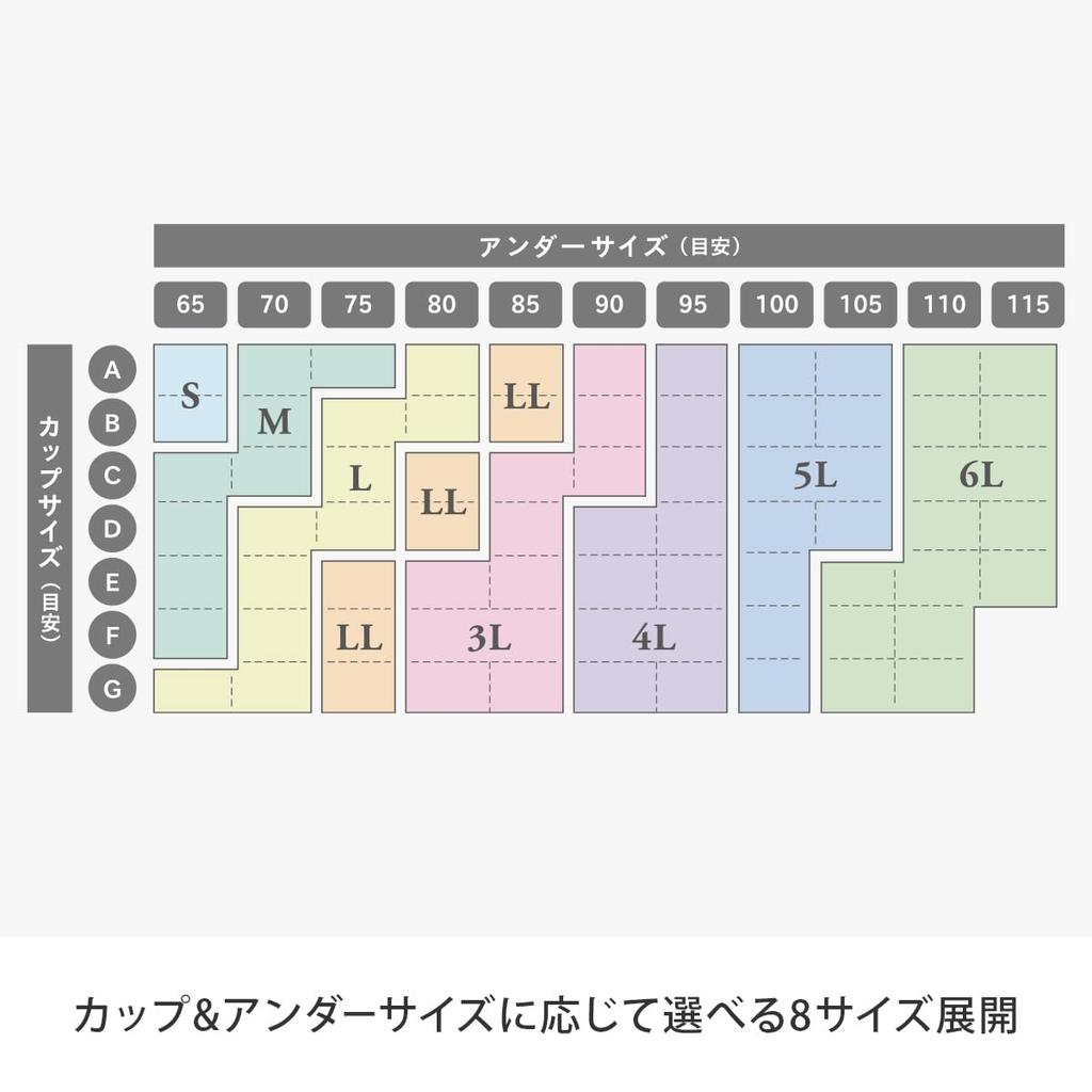 Japanese genie 3 night size L [Genuine product] Bra, colors, 3-piece set, non-wired bra, bra, standard,