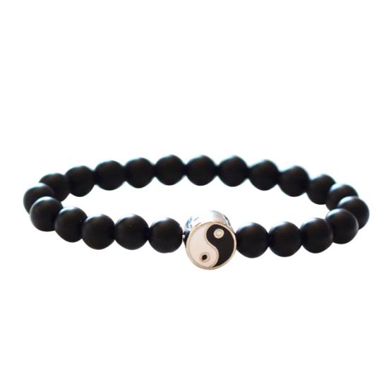 Fashion Classic Round Yin Yang Beads Unisex Bracelet Lovers Couple Jewelry Gift
