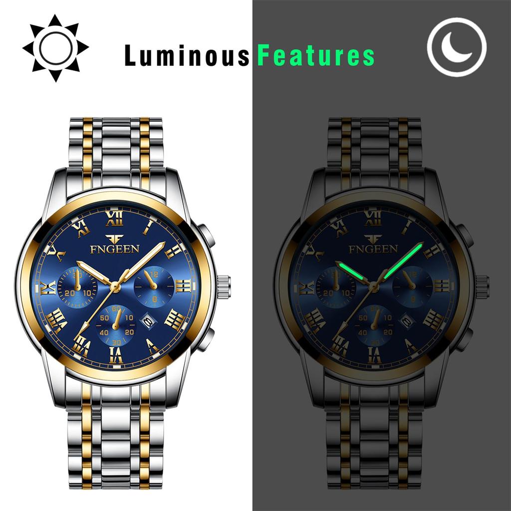 Stainless Steel Watch with 3ATM Water Luminous Analog Stylish Antique Quartz Watch In Silver and Blue A Fashionable Gift for or Your Boyfriend Men's