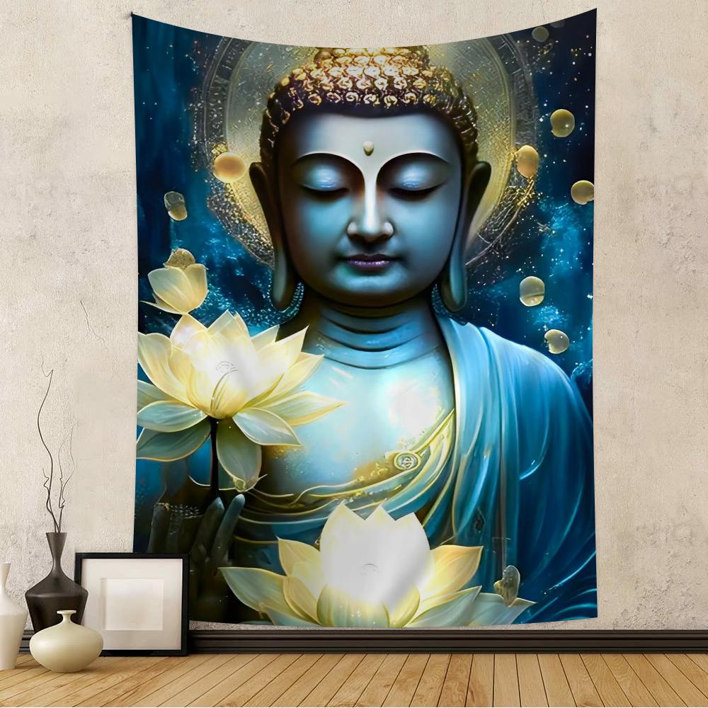 Religious Buddha With Flowers Hanging Bohemian Tapestry Bohemian Wall Tapestries Mandala Kawaii Room Decor