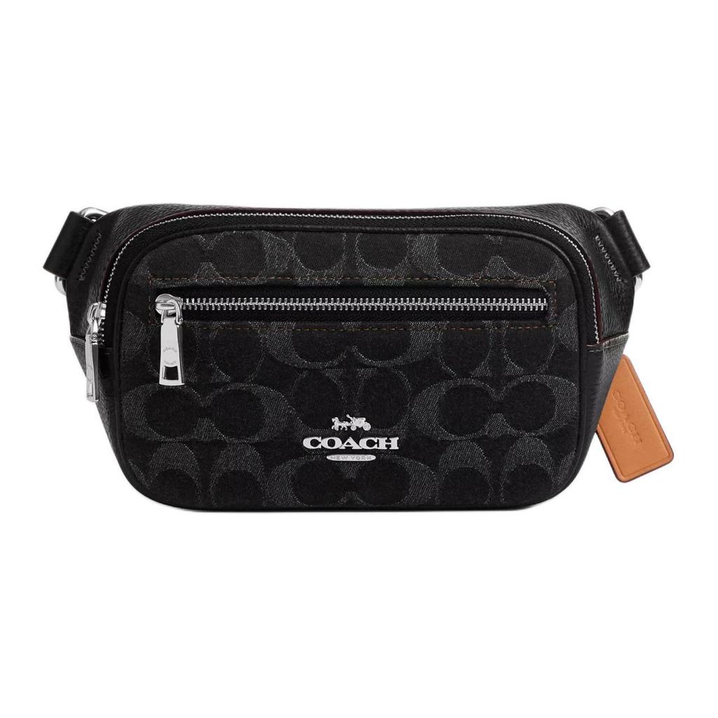 Coach 21 Letter Logo Zipper Closure Iconic Denim Shoulder Crossbody Waist Bag Small Unisex bags Black CQ186-SVBK