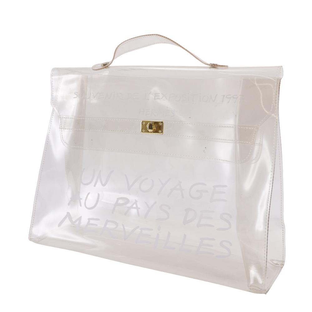HERMES Plastics Kelly Handbag clear Plastics Women Used
