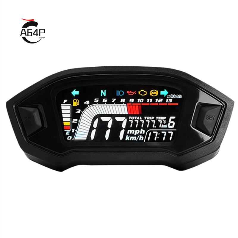 A64P-Universal Motorcycle LCD Digital Speedometer 13000RPM Backlight Digital Odemeter Tachometer For 1,2,4 Cylinder