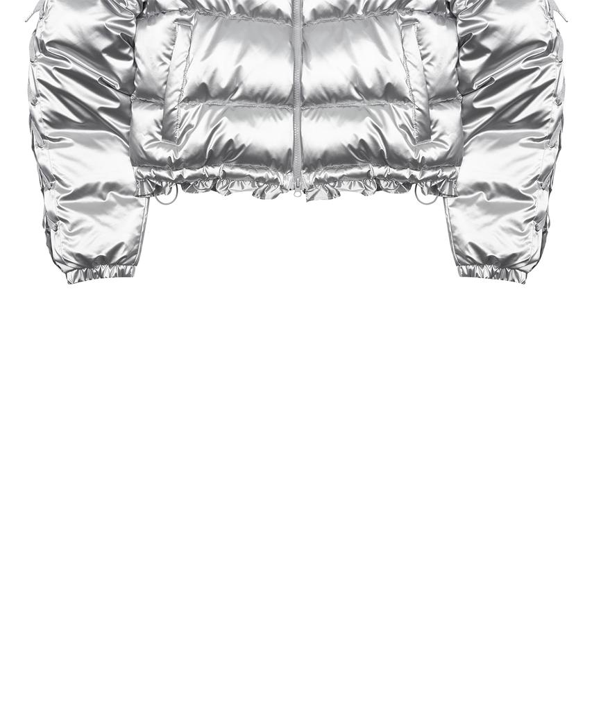 Luvistrue Am Ribbon Frill Puffer Jacket(Silver)